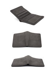 Flat leather wallet isolated