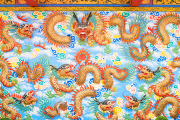 Chinese dragon on the wall.
