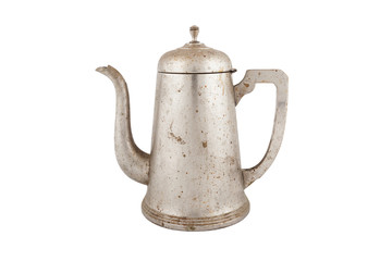 old vintage coffee pot isolated on white background