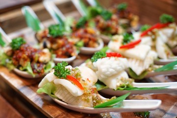 Steamed Fish in Lemon Sauce in cocktail style