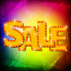 Sale background with retro waves effect
