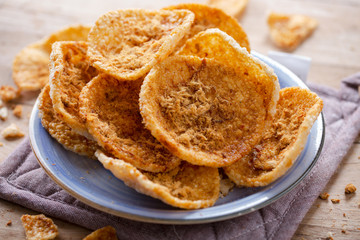 crispy rice with dried shredded pork for snack,thai food
