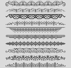 Fototapeta premium Collection of vector vintage dividers. Vector Illustration.