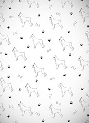 Awesome greeting card with dogs bones and paws. Boxer breed.