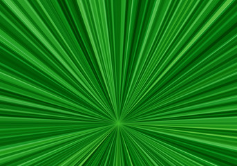 Radial speed lines with a downwardly shifted center. Abstract fractal background with bright green rays. Zoom effect