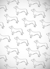 Interesting greeting card with awesome contour dog. Breed dachshund