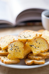 crispy bake bread with sesame for coffee break