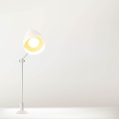 Working Table And Lamp with White Wall, Vector, Illustration