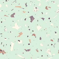 Seamless pattern in terrazzo style. Stone and concrete grunge texture. Vector abstract background - 155063787