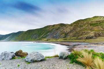 Te Kopahou Reserve is located at Owhiro Bay where people can enjoy walking , cycling and also driving 4WD vehicles along the coast, Wellington , North Island of New Zealand © PK4289