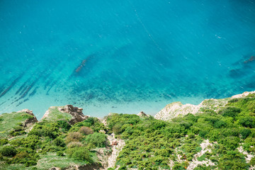 Blue sea and shore. Summer day on ocean