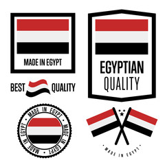 Egypt quality isolated label set for goods. Exporting stamp with egyptian flag, nation manufacturer certificate element, country product vector emblem. Made in Egypt badge collection.