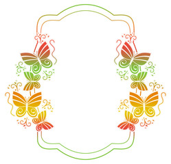 Beautiful gradient frame with butterflies. 