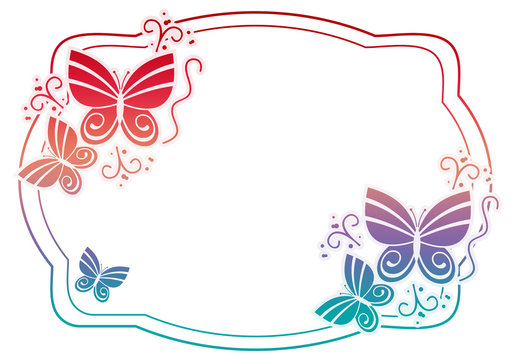 Beautiful gradient frame with butterflies. 