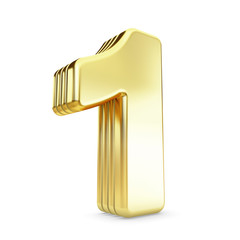 3d gold number 1 one.