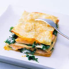 Salmon lasagna with spinach