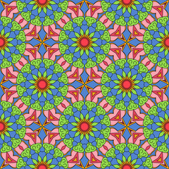 Vector seamless texture. Beautiful colored pattern for design and fashion with decorative elements