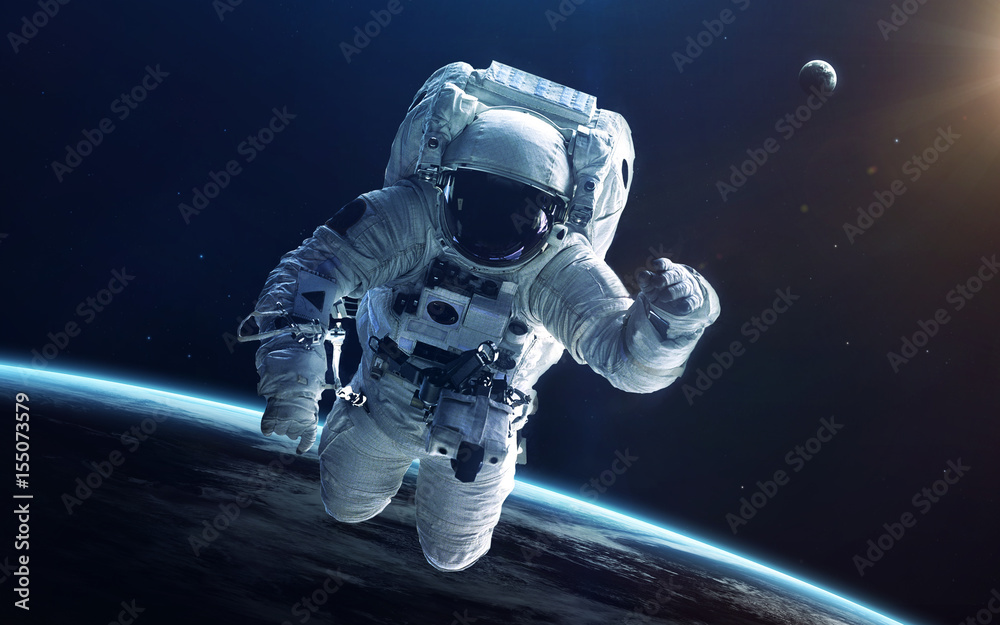 Wall mural astronaut in deep space. elements of this image furnished by nasa