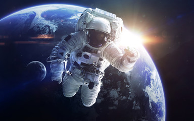 Little blue planet Earth in deep space. Elements of this image furnished by NASA