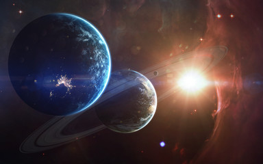 Deep space beauty, planets, stars and galaxies in endless universe. Elements of this image...