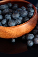 Blueberries in a wooden bowl