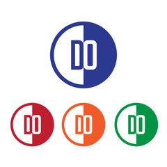 DO initial circle half logo blue,red,orange and green color