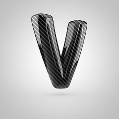 Black carbon letter V uppercase isolated on white background