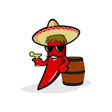 cartoon mexican pepperman in the barrel