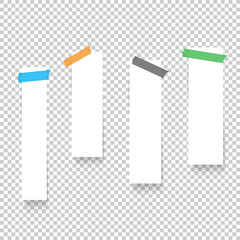 Collection of office paper sheets or sticky stickers with shadow