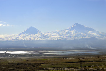 Fototapeta na wymiar Big and small Ararat.