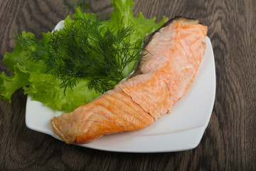 Steamed salmon