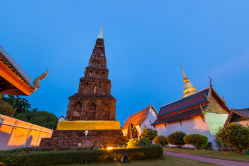 Fototapeta premium Wat PhraThatHariphunchai Center Temple in Lamphun Province Thailand