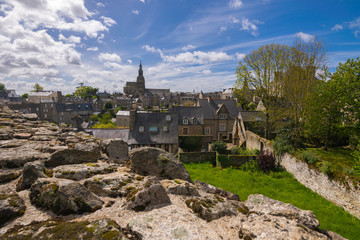 Beautiful view of old town Dinan with its traditional houses, Rance River and narrow streets, C&ocirc;tes-d'Armor, Brittany, France, Europe