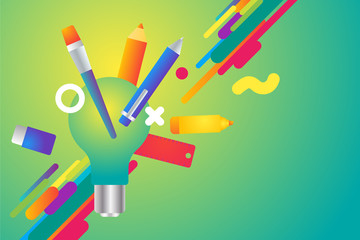 Colorful modern style graphic with composition of creativity tool