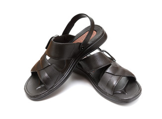 pair of black leisure sandal on white background