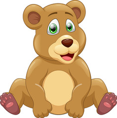 Cute bear cartoon waving hand. vector illustration