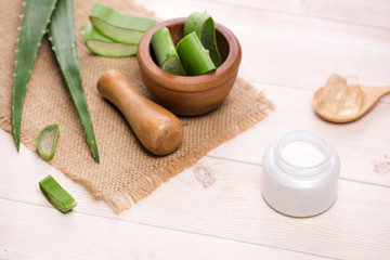 Aloe vera cosmetic cream skin face and body care hygiene moisture lotion.