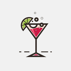 Cocktail Cosmopolitan vector concept. Element made in flat style for menu, posters, brochures for cafe, bar or restaurant.