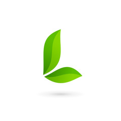 Letter L eco leaves logo icon design template elements