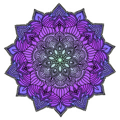 Hand drawn oriental ornamental ethnic lace round mandala
