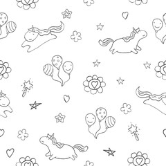 Vector pattern with cute unicorns