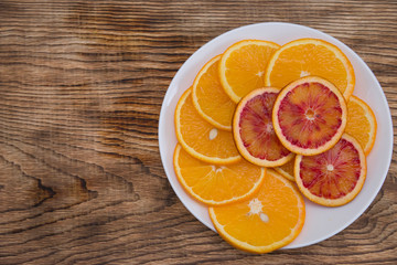 Juicy fresh orange. Healthy eating. Orange background