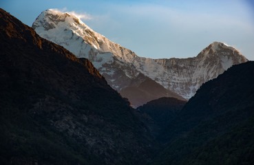 sunlight over the Annapurna peak,Nepal