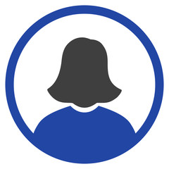 Rounded Woman Portrait flat vector pictogram. An isolated illustration on a white background.