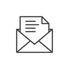 Email, message line icon, outline vector sign, linear style pictogram isolated on white. Symbol, logo illustration. Editable stroke. Pixel perfect