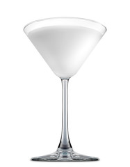Pina colada or white russian cocktail or mocktail in martini glass isolated on white background