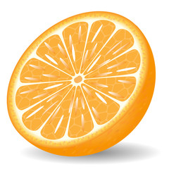Orange in a cut on a white background
