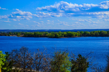 Aerial view on river Dnieper in Kremenchug