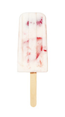 Strawberry Frozen Yogurt Popsicle on White Background