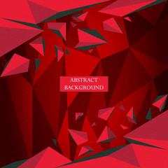 Red background with polygonal shapes. Vector abstract geometric triangle background